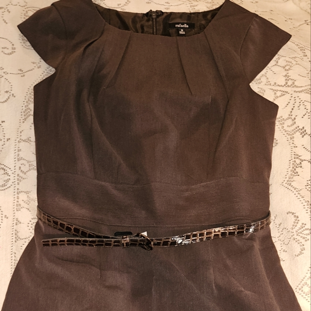 Rafaella size 16 belted brown dress